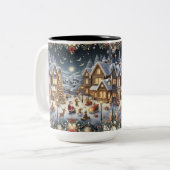 Winter Wonderland Sips: Gezellige kerst magische M Tweekleurige Koffiemok (Voorkant links)