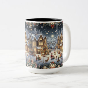 Winter Wonderland Sips: Gezellige kerst magische M Tweekleurige Koffiemok