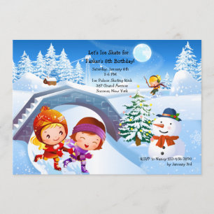 Winter Wonderland Skating Party Invitation Kaart
