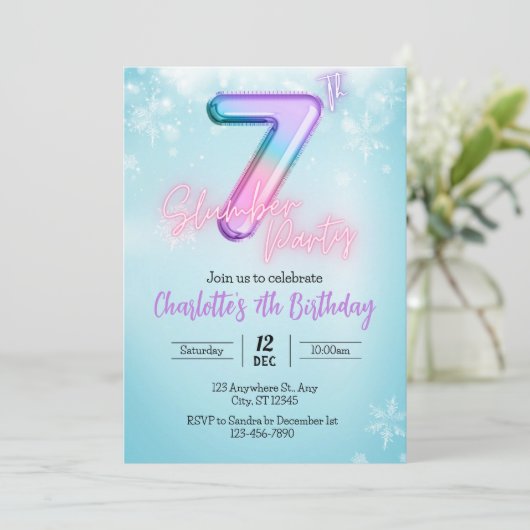 `winter Wonderland Slumber party Uitnodiging (Staand voorkant)