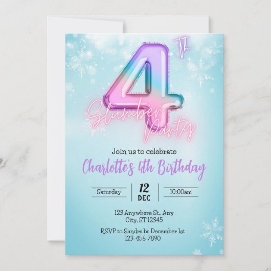 `winter Wonderland Slumber party Uitnodiging (Voorkant)