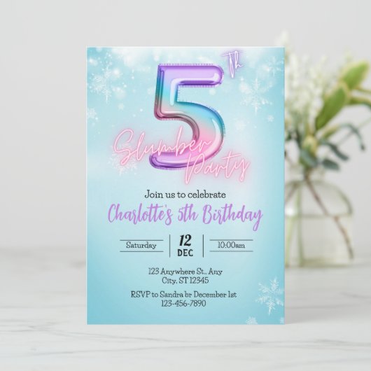 `winter Wonderland Slumber party Uitnodiging (Staand voorkant)