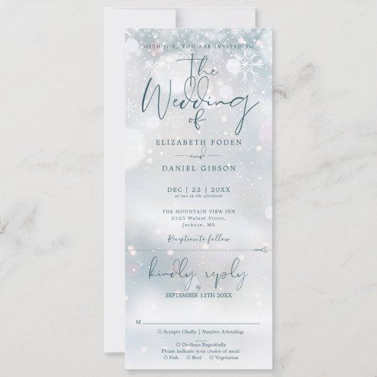 Winter Wonderland Sneeuw Alles In Een Bruiloft Kaart (Voorkant)