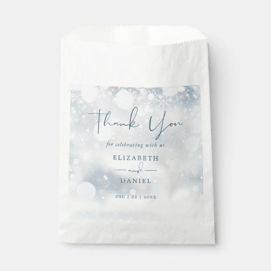 Winter Wonderland Sneeuw Bruiloft Dank u Bedankzakje (Voorkant)