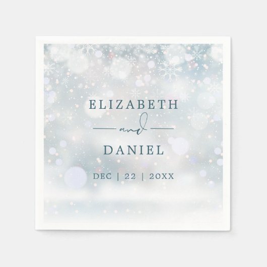 Winter Wonderland Sneeuw Bruiloft Dank u Servet (Voorkant)