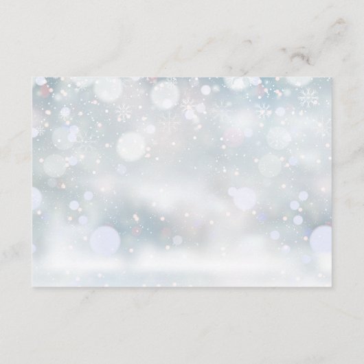 Winter Wonderland Sneeuw Bruiloft Details Informatiekaartje (Achterkant)