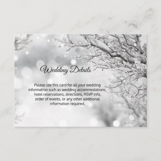 Winter Wonderland Sneeuw Bruiloft Details Inserts Informatiekaartje (Voorkant)