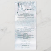 Winter Wonderland Sneeuw Bruiloft Diner Menu (Voorkant)