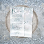 Winter Wonderland Sneeuw Bruiloft Diner Menu<br><div class="desc">Dit elegante winterwonderland sneeuwbruiloft menu kan worden gepersonaliseerd met uw informatie in chique typografie met uw monogram initialen op de achterkant. Ontworpen door Thisnotme©</div>
