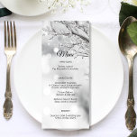 Winter Wonderland Sneeuw Bruiloft MENU<br><div class="desc">Elegante gepersonaliseerde menukaarten voor uw huwelijksreceptie. Voeg deze toe aan elk gast bord. Zilveren witte Winter wonderland sneeuwtak. Perfect voor die rustieke winterbruiloft. Krijg alle overeenkomende items in 'LAUREN' bruiloft collectie.</div>