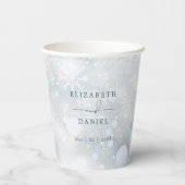 Winter Wonderland Sneeuw Bruiloft Papieren Bekers (Achterkant)