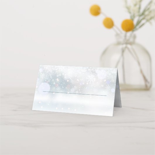 Winter Wonderland Sneeuw Bruiloft Vouwkaart Plaatskaartje (Voorkant)