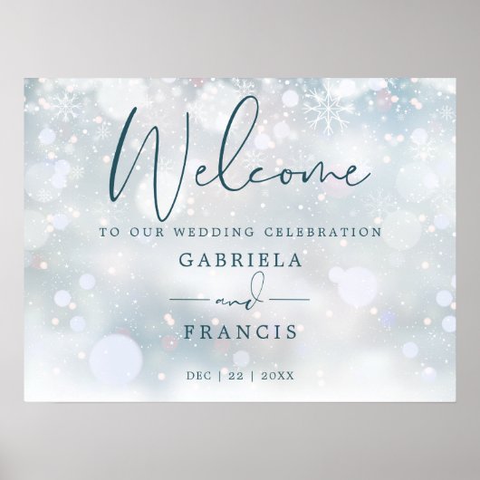 Winter Wonderland Sneeuw Bruiloft Welkomstbord Poster (Voorkant)