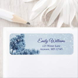 Winter Wonderland | Sneeuw en dennen retouradres Etiket
