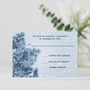 Winter Wonderland Sneeuw en Pine Wedding Response RSVP Kaartje
