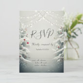 Winter Wonderland, Sneeuw Lichtslingers RSVP Kaart (Staand voorkant)