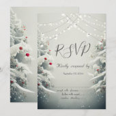 Winter Wonderland, Sneeuw Lichtslingers RSVP Kaart (Voorkant / Achterkant)
