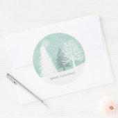 Winter Wonderland, sneeuw pijnbomen Kerstmis Ronde Sticker (Envelop)