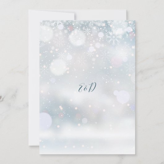 Winter Wonderland Sneeuw repetitie diner Kaart (Achterkant)