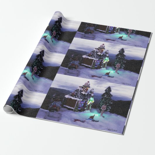 Winter Wonderland Sneeuw Scene 2020 Cadeaupapier (Uitgerold)