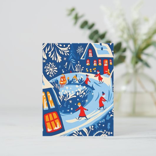 Winter Wonderland, Sneeuw Wereldbol, Vakantie volk Feestdagenkaart (Staand voorkant)