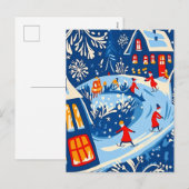 Winter Wonderland, Sneeuw Wereldbol, Vakantie volk Feestdagenkaart (Voorkant / Achterkant)