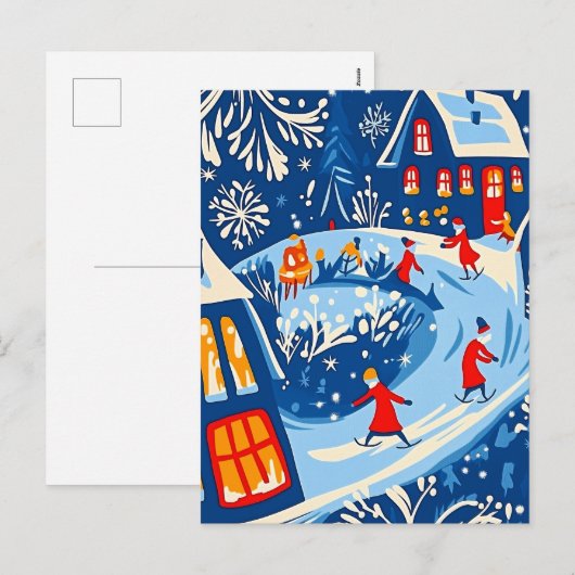 Winter Wonderland, Sneeuw Wereldbol, Vakantie volk Feestdagenkaart (Voorkant / Achterkant)