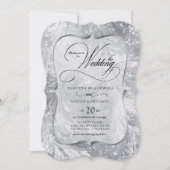 Winter Wonderland Sneeuw Zilveren Bruiloft Kaart (Voorkant)