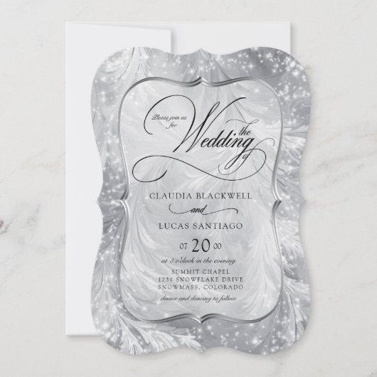 Winter Wonderland Sneeuw Zilveren Bruiloft Kaart (Voorkant)