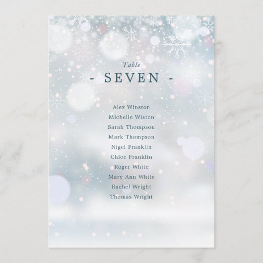 Winter Wonderland Sneeuw Zitplattegrond Tafelnumme (Achterkant)