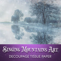 Winter Wonderland Sneeuwbos en Vijver Decoupage