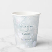 Winter Wonderland Sneeuwbruiloft Papieren Bekers (Achterkant)