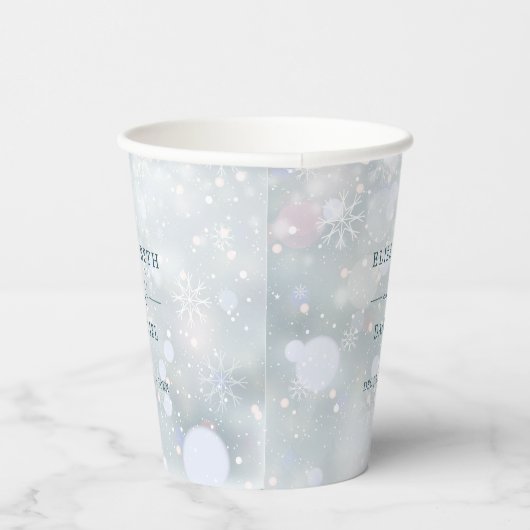 Winter Wonderland Sneeuwbruiloft Papieren Bekers (Rechts)
