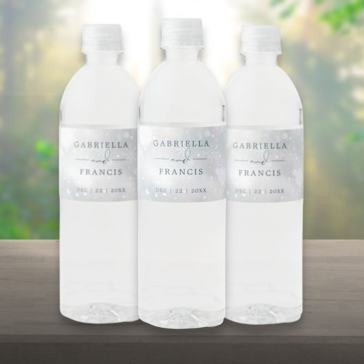 Winter Wonderland Sneeuwbruiloft Waterfles Etiket