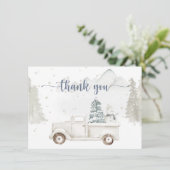 Winter Wonderland, Sneeuwende Dieren & Vrachtwagen Bedankkaart (Staand voorkant)