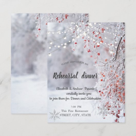 Winter Wonderland, sneeuwlichten repetitief diner Kaart (Voorkant / Achterkant)