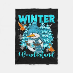 Winter Wonderland Sneeuwman En Sneeuwvlokken Knus Fleece Deken