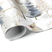 Winter Wonderland Sneeuwman en vogelpatroon Cadeaupapier (Rol Hoek)