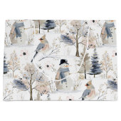Winter Wonderland Sneeuwman en vogelpatroon Groot Cadeauzakje (Voorkant)