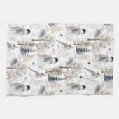 Winter Wonderland Sneeuwman en vogelpatroon Theedoek (Horizontaal)