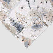 Winter Wonderland Sneeuwman en vogelpatroon Tissuepapier (Detail)