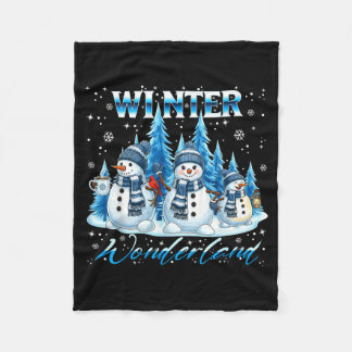 Winter Wonderland Sneeuwman Familie Sneeuwvlok Knu Fleece Deken