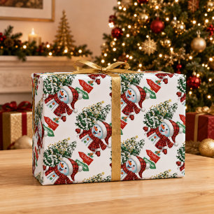 Winter Wonderland Sneeuwman Kerstmis Cadeaupapier