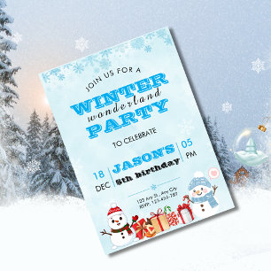Winter Wonderland Sneeuwman Verjaardagsfeest Uitno Kaart