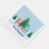 Winter Wonderland Sneeuwmannen Papieren servet (Hoek)