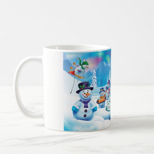 Winter Wonderland sneeuwmensen scène mok (Links)