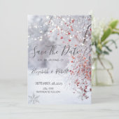 Winter Wonderland, sneeuwsnaarlichten sparen de da Save The Date (Staand voorkant)