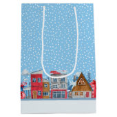 Winter Wonderland Sneeuwval Cabine Gift Bag Medium Cadeauzakje (Achterkant)