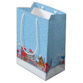 Winter Wonderland Sneeuwval Cabine Gift Bag Medium Cadeauzakje (Achterkant Gekanteld)