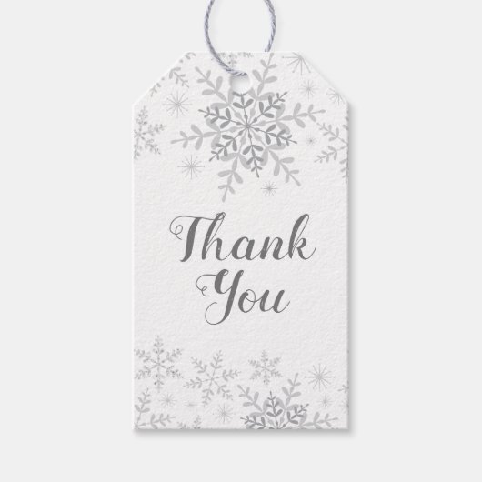 Winter Wonderland Sneeuwvlok Baby shower Zilver Cadeaulabel (Voorkant)